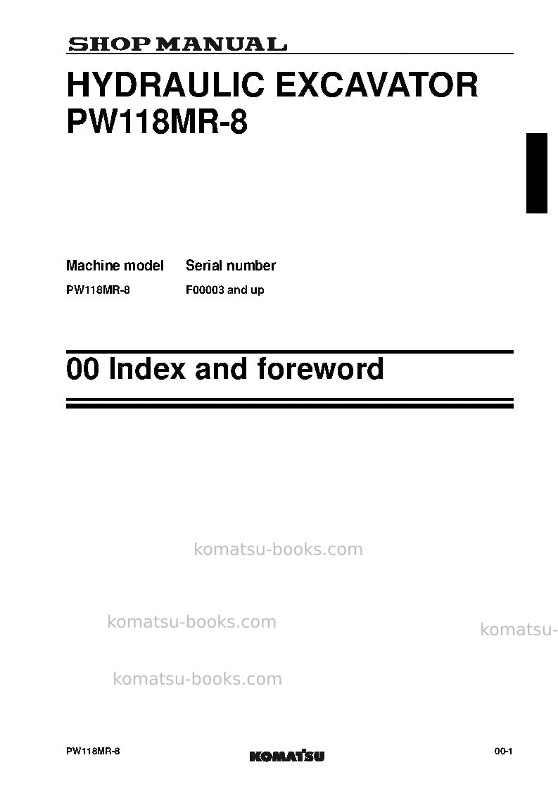Komatsu pw118mr-8ita Repair & maintenance cover Page 3