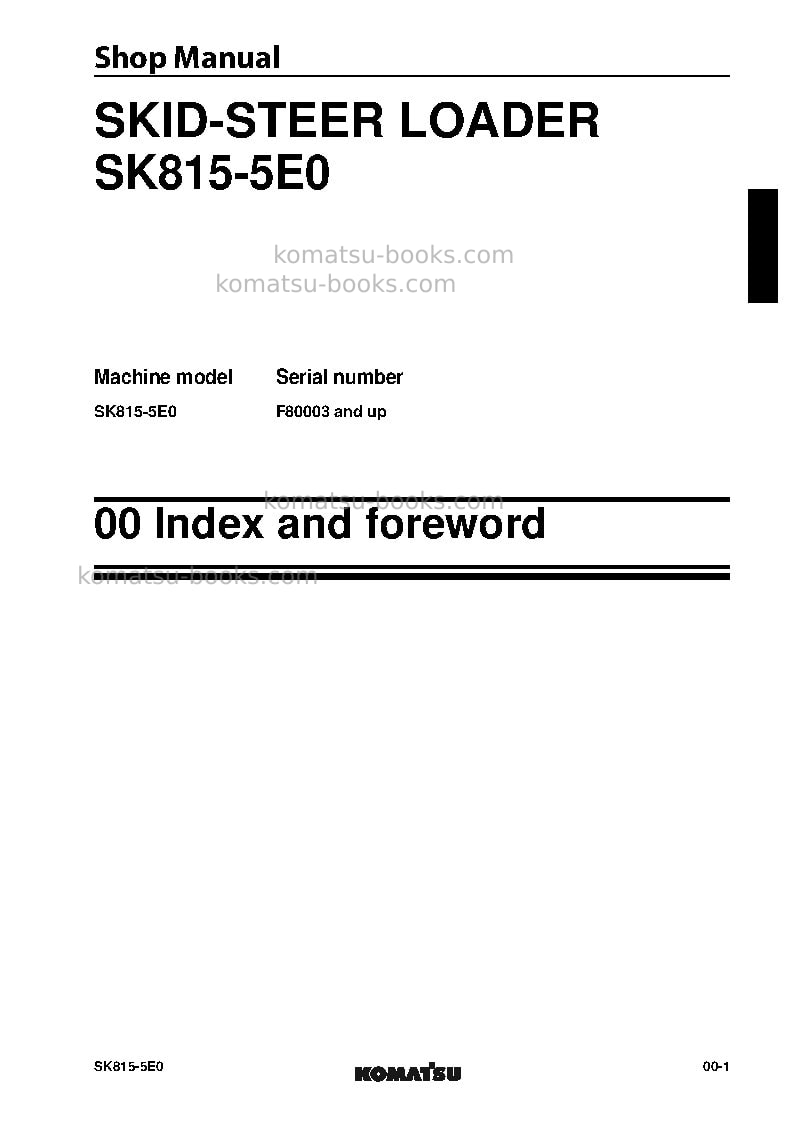 Komatsu sk815-5ita Repair & maintenance cover Page 3