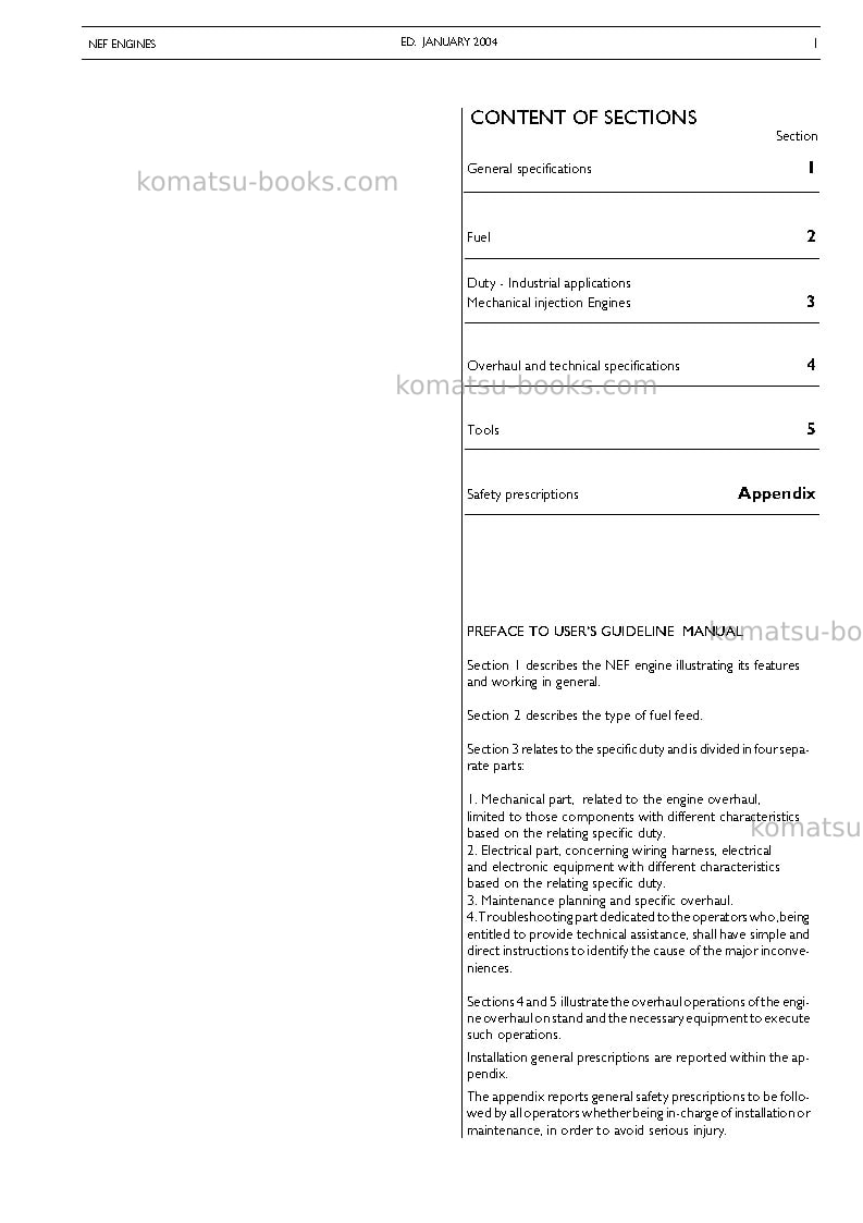 Komatsu 4d104e-2ita Repair & maintenance cover Page 3 Komatsu 4d104e-2ita Repair & maintenance cover Page 3