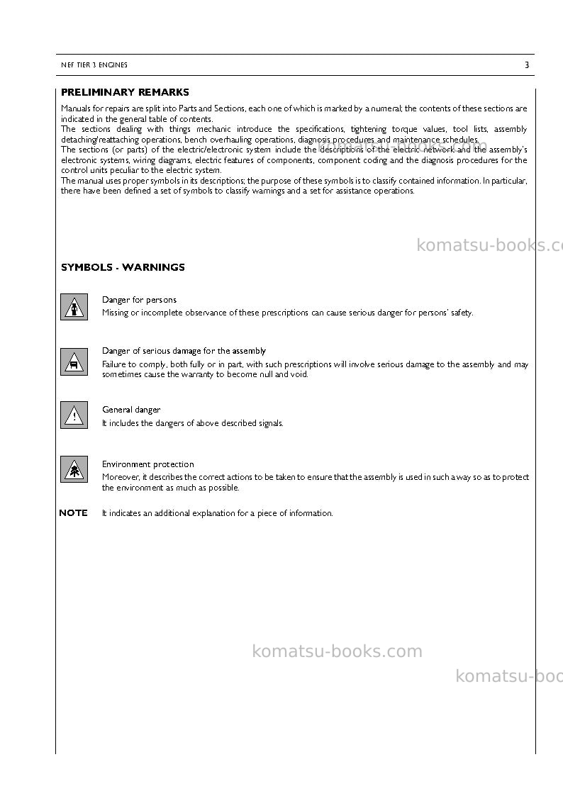 Komatsu saa4d104e-1ita-engine Repair & maintenance cover Page 3 Komatsu saa4d104e-1ita-engine Repair & maintenance cover Page 3