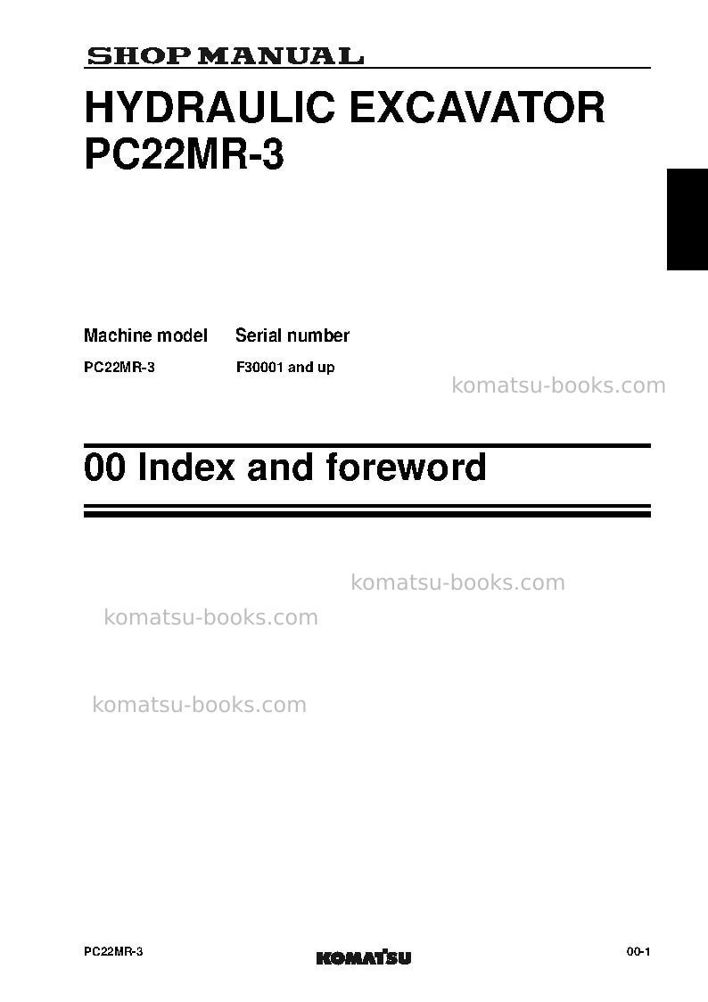 Komatsu pc22mr-3ita Repair & maintenance cover Page 3 Komatsu pc22mr-3ita Repair & maintenance cover Page 3