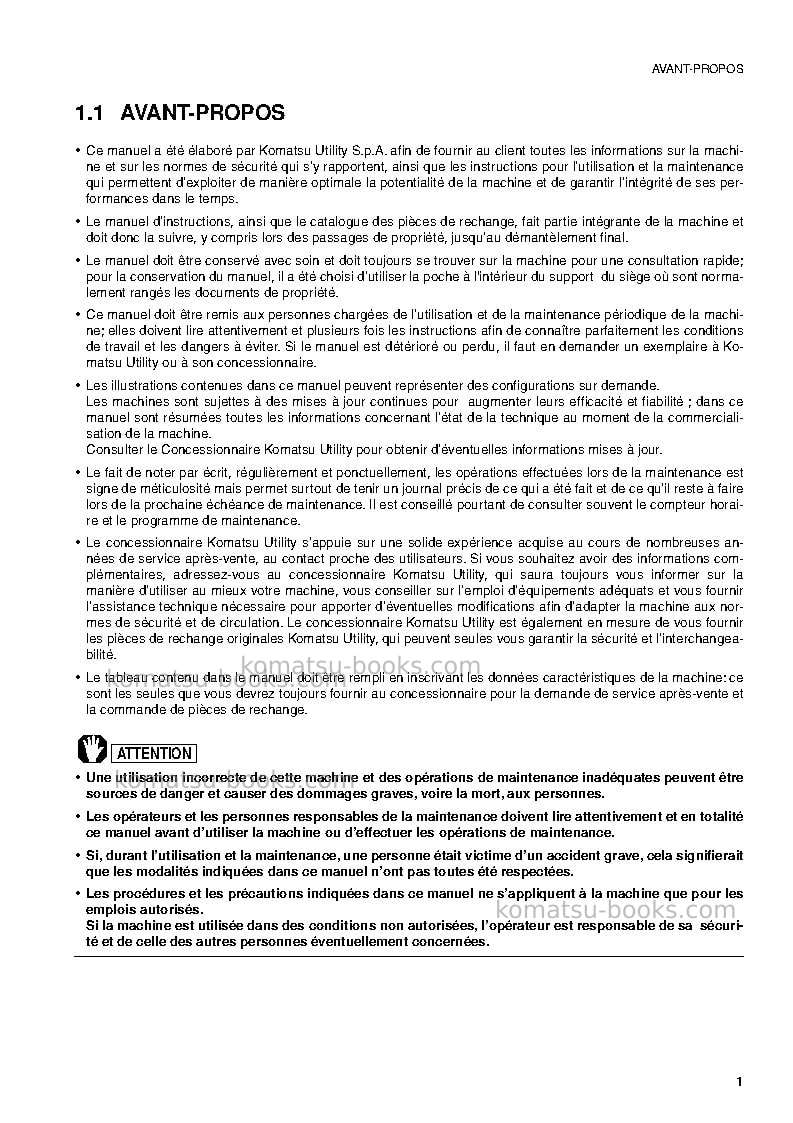 Komatsu pc09-1jpn Manuel d'utilisation couverture Page 3 Komatsu pc09-1jpn Manuel d'utilisation couverture Page 3