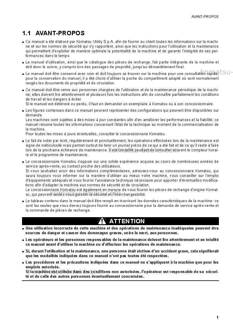 Komatsu sk1020-5ita-turbo Manuel d'utilisation couverture Page 3