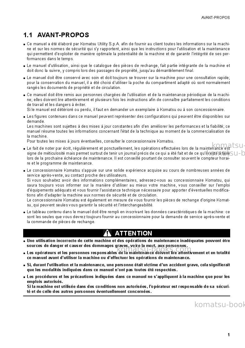 Komatsu ck20-1ita Manuel d'utilisation couverture Page 3 Komatsu ck20-1ita Manuel d'utilisation couverture Page 3