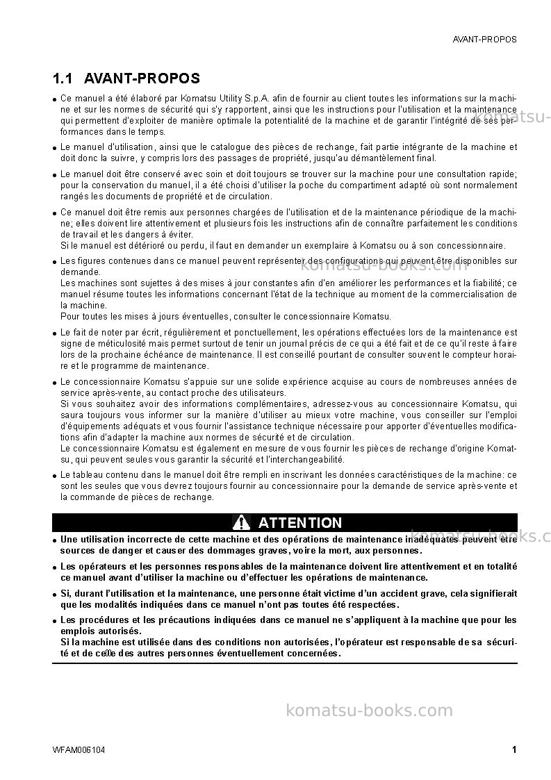 Komatsu ck20-1ita Manuel d'utilisation couverture Page 3 Komatsu ck20-1ita Manuel d'utilisation couverture Page 3