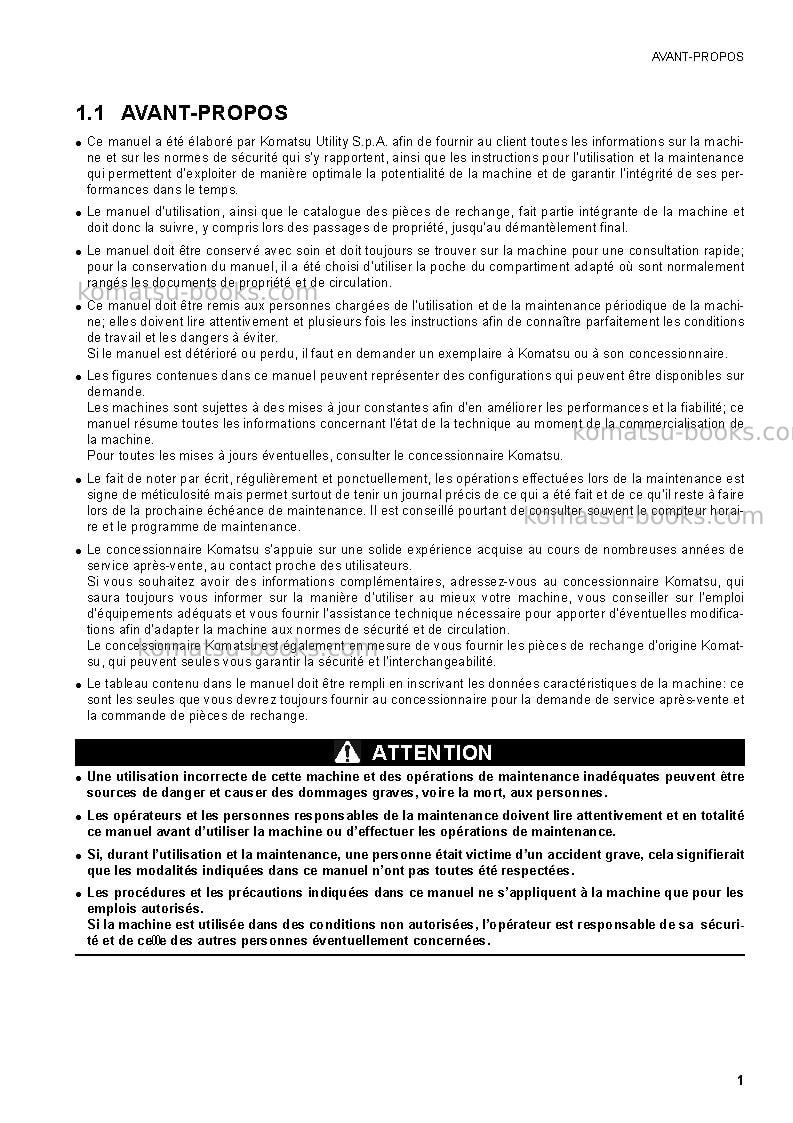 Komatsu ck25-1ita Manuel d'utilisation couverture Page 3 Komatsu ck25-1ita Manuel d'utilisation couverture Page 3