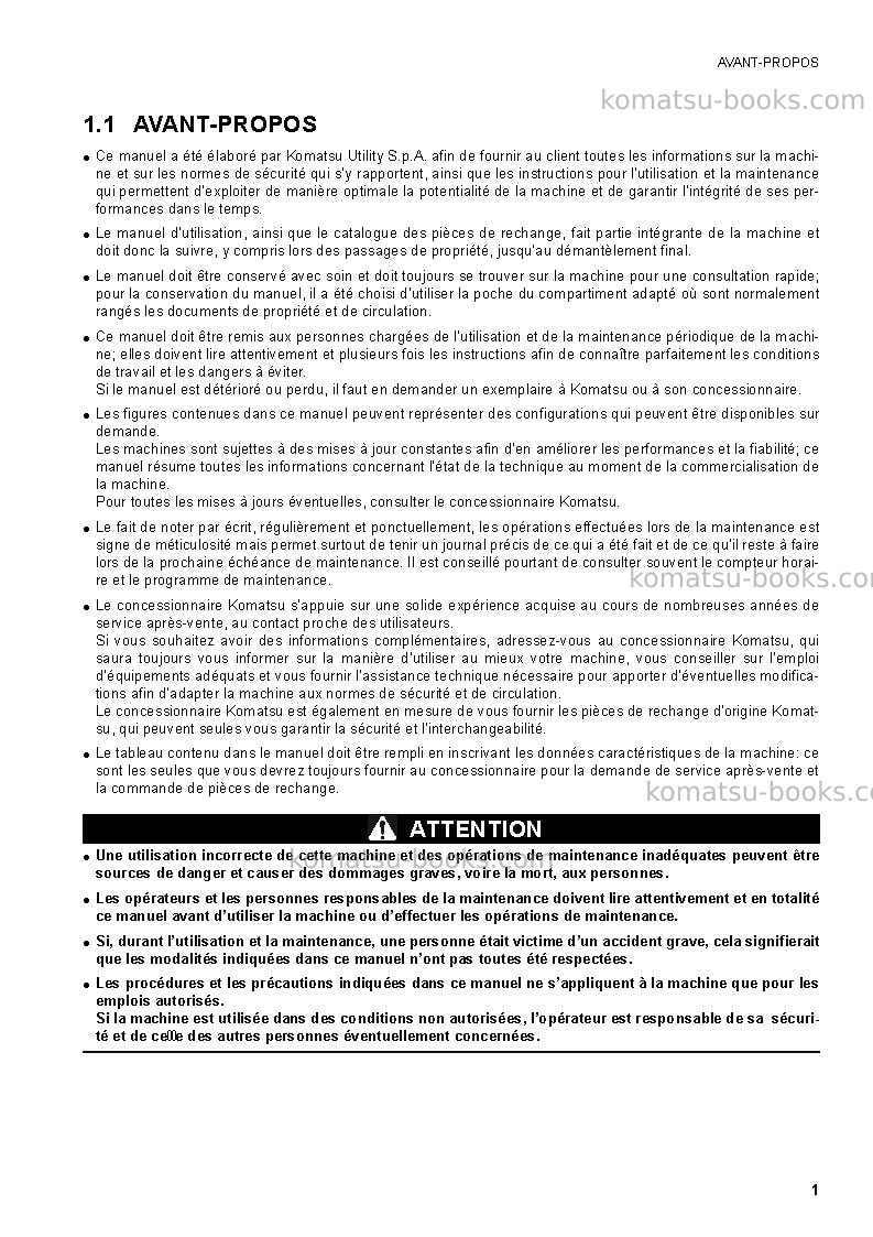 Komatsu ck35-1ita Manuel d'utilisation couverture Page 3