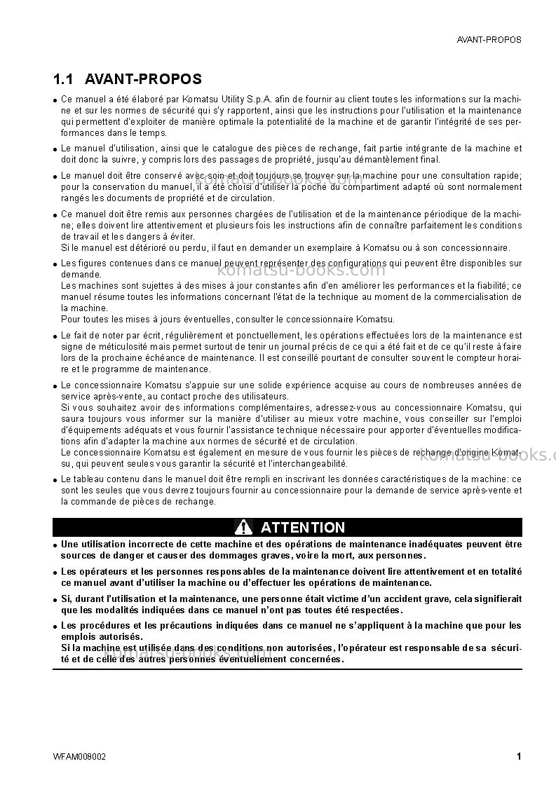 Komatsu ck35-1ita Manuel d'utilisation couverture Page 3 Komatsu ck35-1ita Manuel d'utilisation couverture Page 3