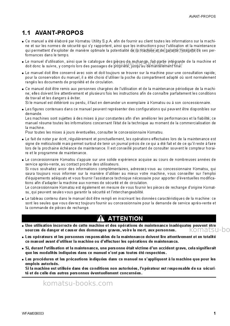 Komatsu ck35-1ita Manuel d'utilisation couverture Page 3