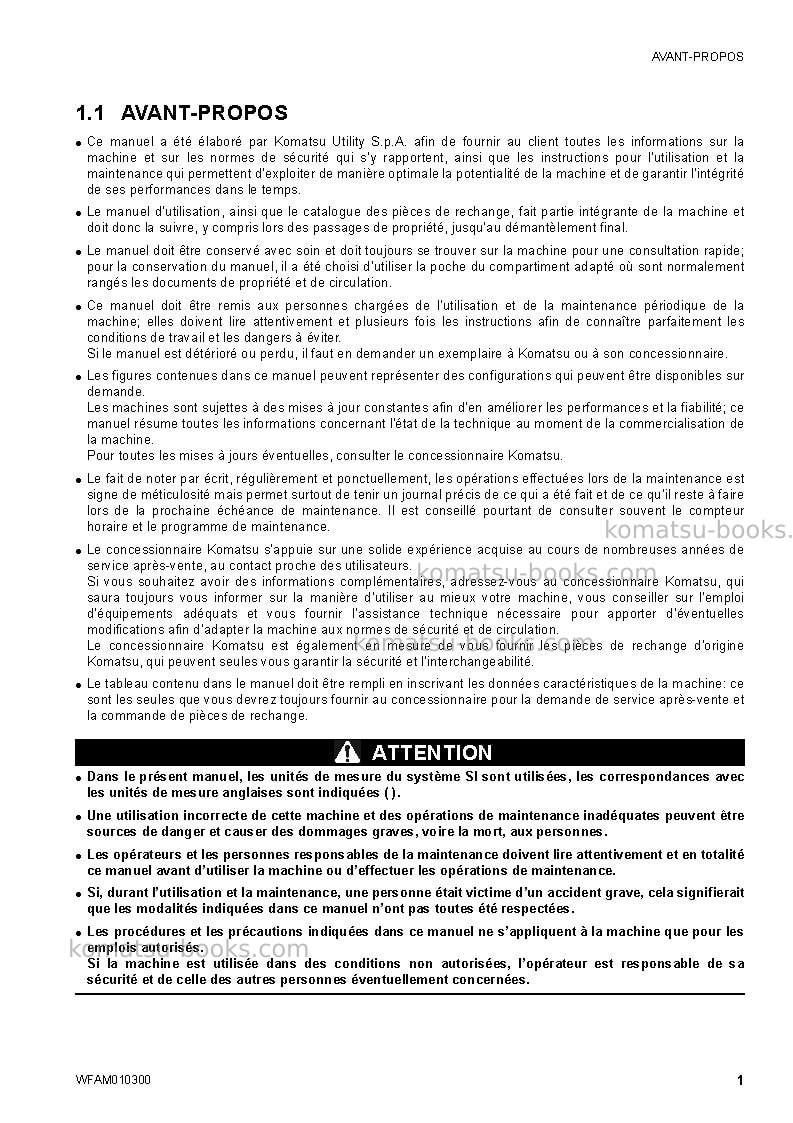 Komatsu sk714-5ita-/ Manuel d'utilisation couverture Page 3