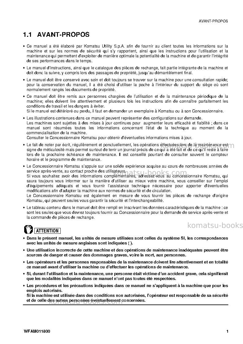 Komatsu pc09-1ita Manuel d'utilisation couverture Page 3 Komatsu pc09-1ita Manuel d'utilisation couverture Page 3