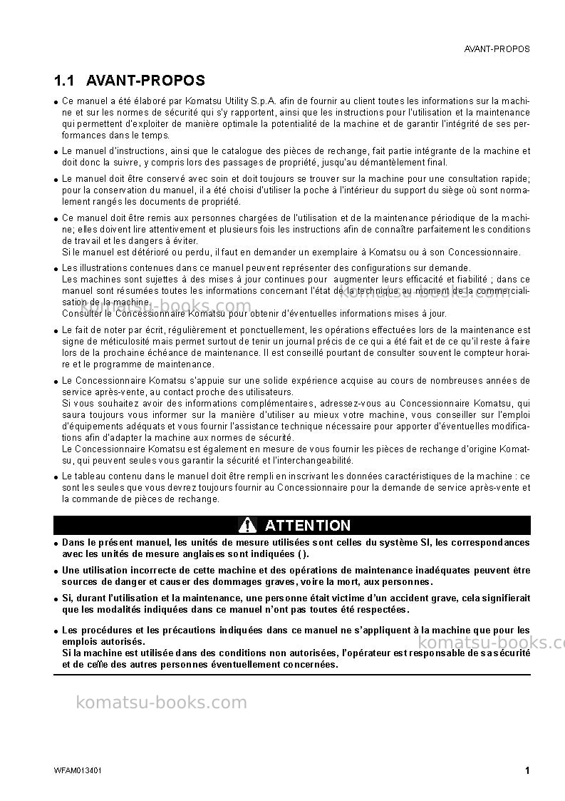 Komatsu pc20mr-2ita Manuel d'utilisation couverture Page 3 Komatsu pc20mr-2ita Manuel d'utilisation couverture Page 3