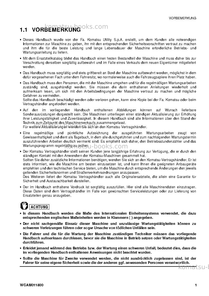 Komatsu pc09-1ita Betriebsanleitung Titelseite Seite 3 Komatsu pc09-1ita Betriebsanleitung Titelseite Seite 3