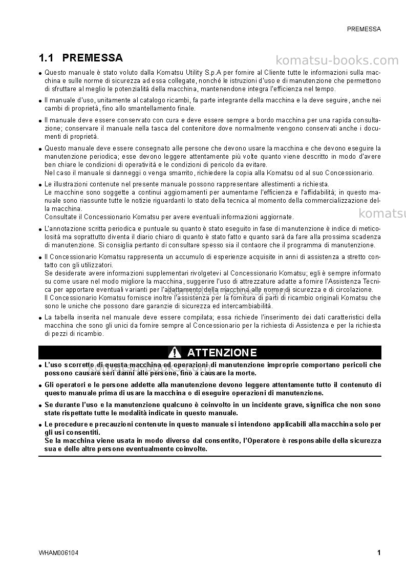 Komatsu ck20-1ita Manuale operativo copertina Pagina 3 Komatsu ck20-1ita Manuale operativo copertina Pagina 3