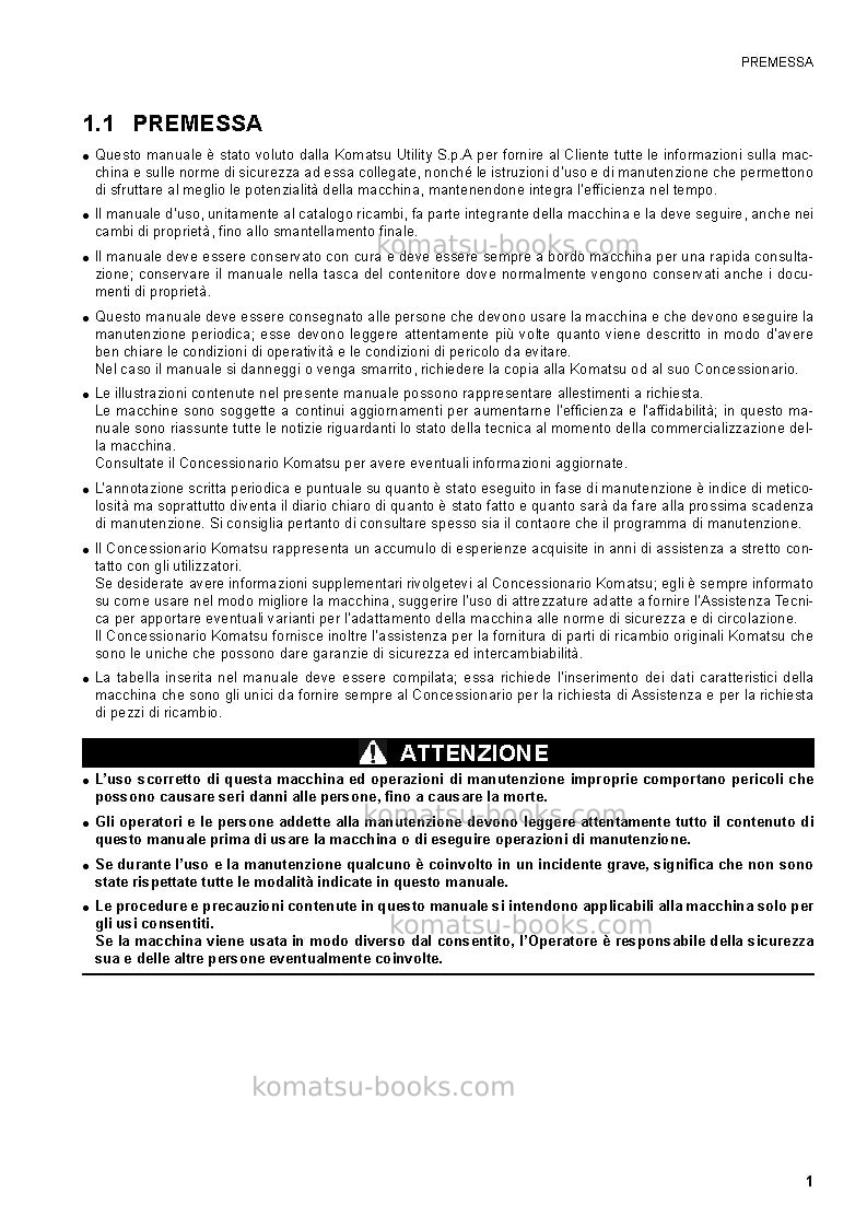 Komatsu ck25-1ita Manuale operativo copertina Pagina 3 Komatsu ck25-1ita Manuale operativo copertina Pagina 3