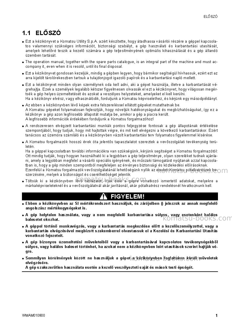 Komatsu sk1020-5ita-turbo Operation manual cover Page 3