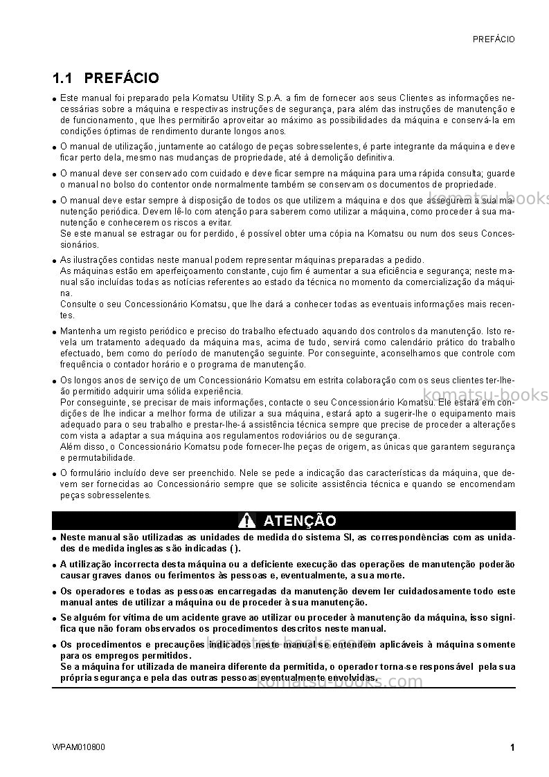 Komatsu sk1020-5ita-turbo Manual de operação capa Página 3