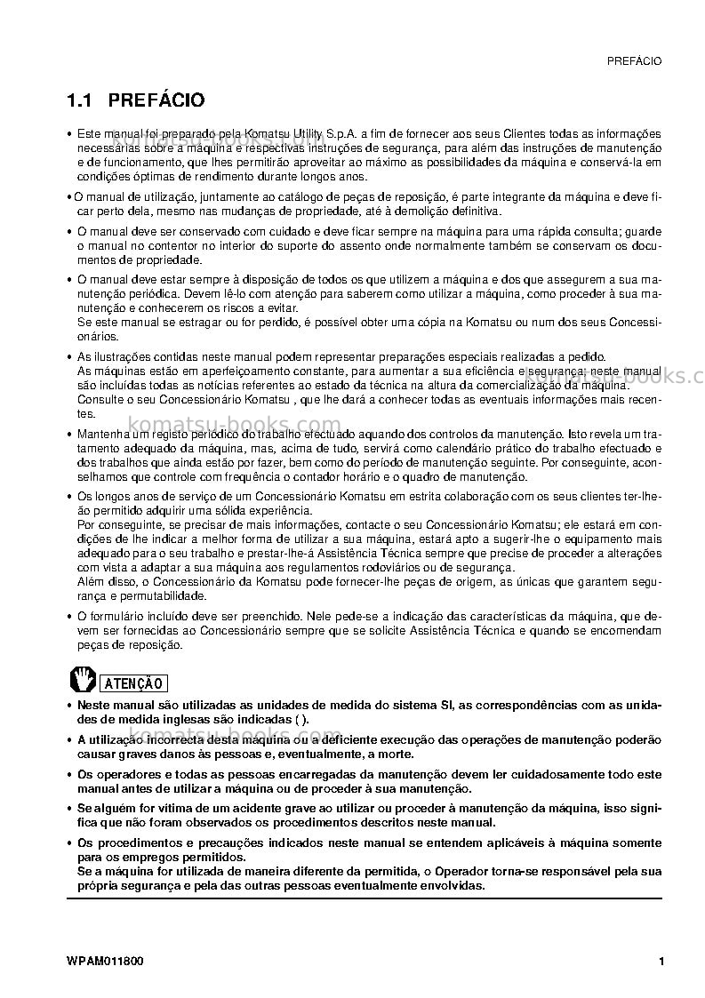 Komatsu pc09-1ita Manual de operação capa Página 3 Komatsu pc09-1ita Manual de operação capa Página 3