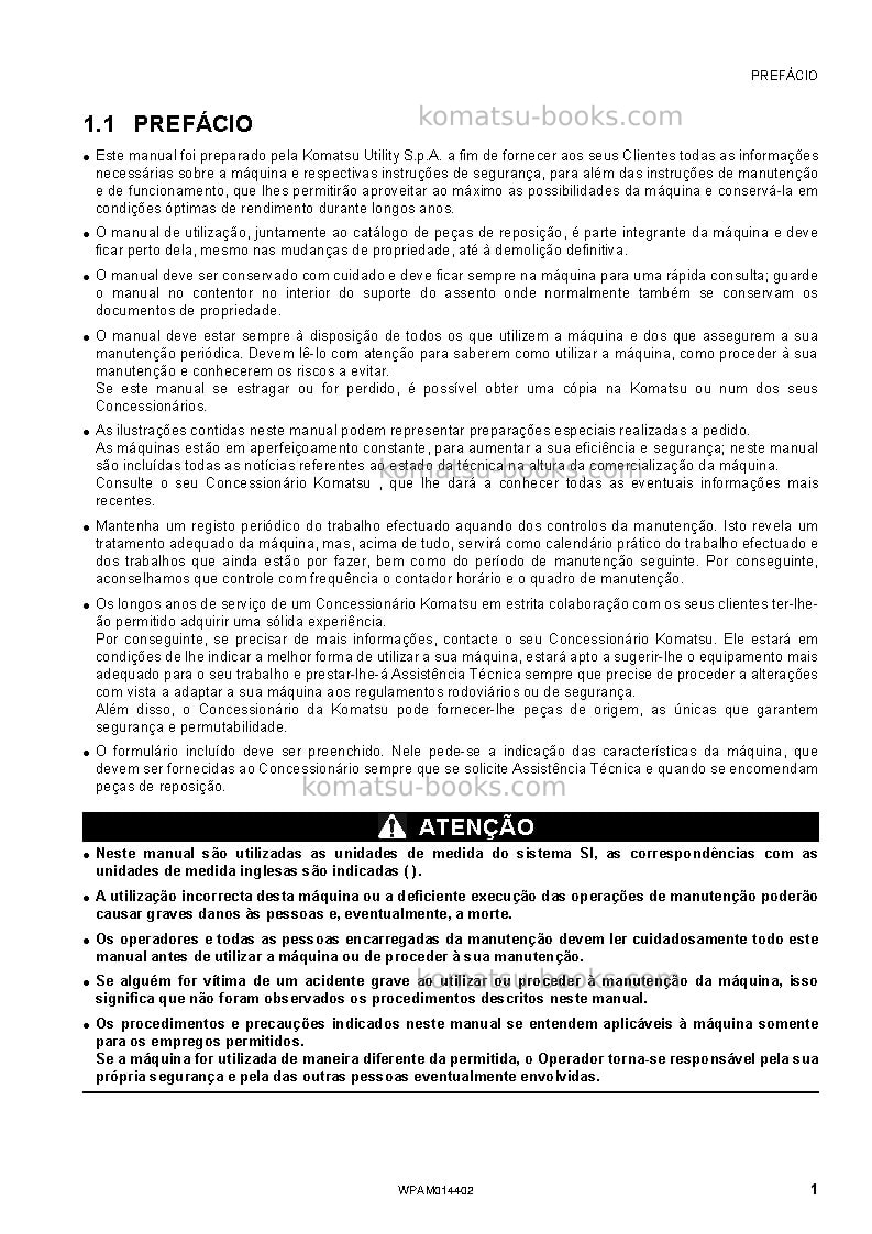 Komatsu pc55mr-3ita Manual de operação capa Página 3 Komatsu pc55mr-3ita Manual de operação capa Página 3