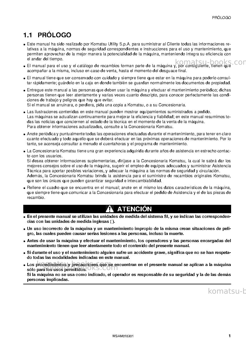 Komatsu sk714-5ita-/ Manual de operación cover Page 3 Komatsu sk714-5ita-/ Manual de operación cover Page 3