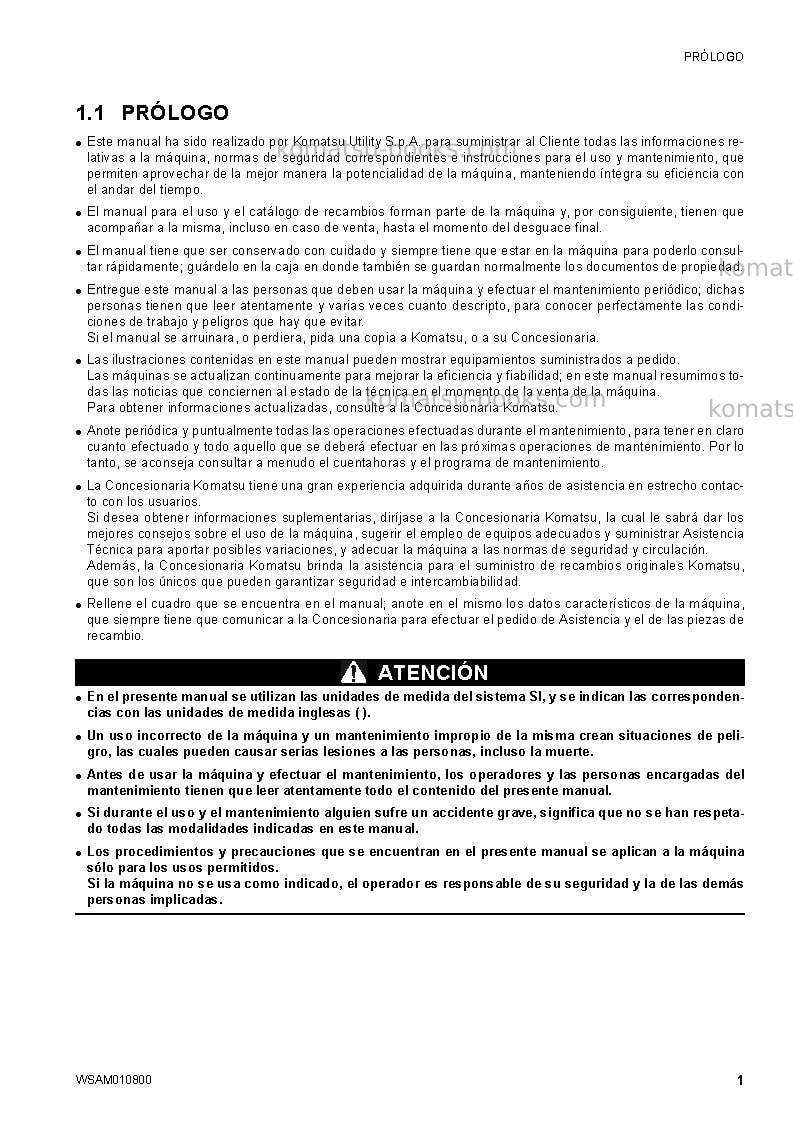 Komatsu sk1020-5ita-turbo Manual de operación cover Page 3