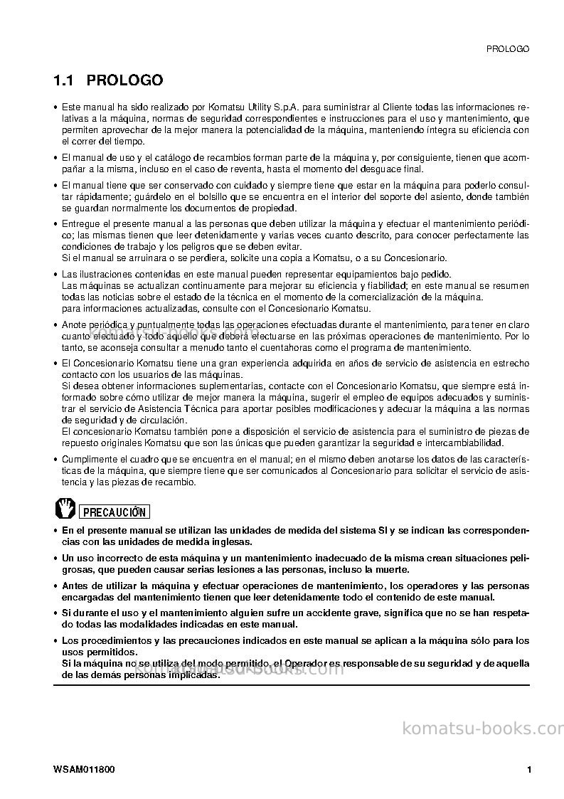 Komatsu pc09-1ita Manual de operación cover Page 3 Komatsu pc09-1ita Manual de operación cover Page 3