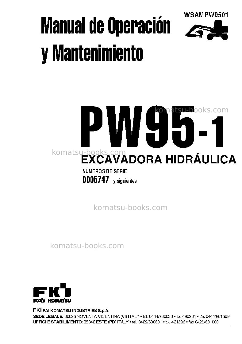 Komatsu pw95-1ita Manual de operación cover Page 3