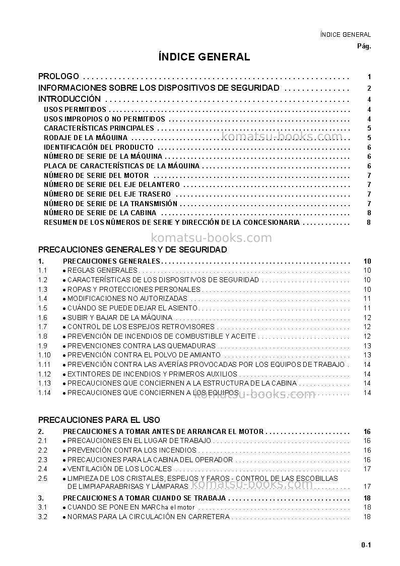 Komatsu wb91r-2ita Manual de operación cover Page 3 Komatsu wb91r-2ita Manual de operación cover Page 3