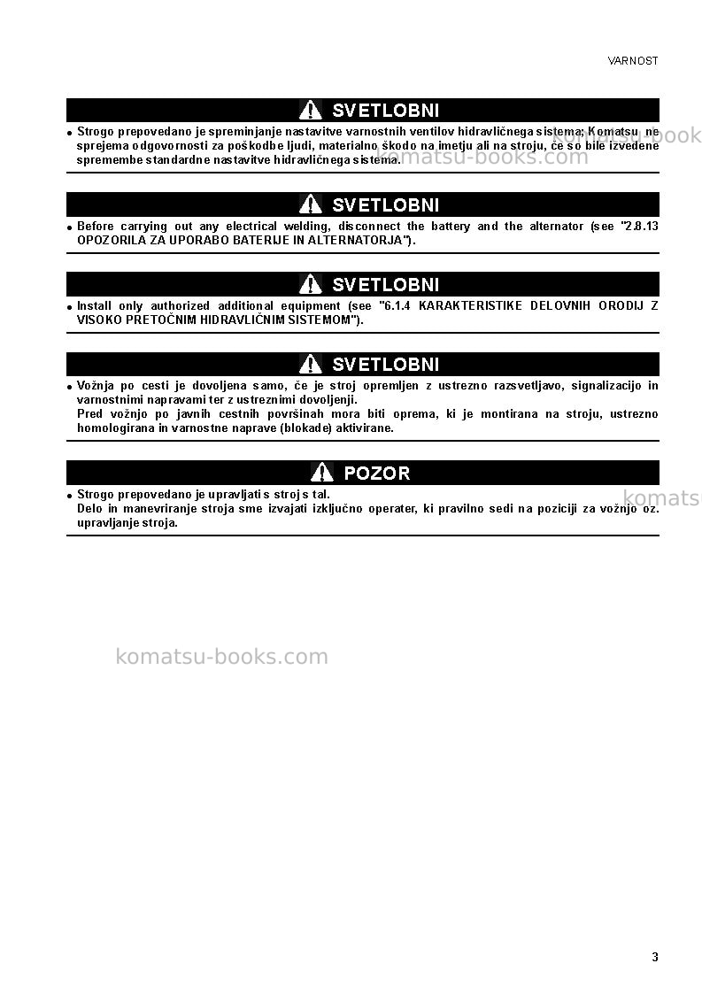 Komatsu sk1020-5ita-turbo Operation manual cover Page 3 Komatsu sk1020-5ita-turbo Operation manual cover Page 3