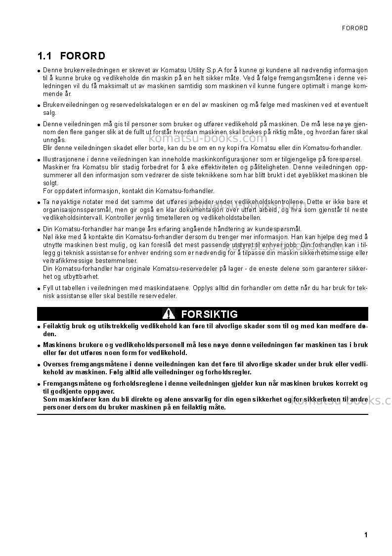 Komatsu sk1020-5ita-turbo Operation manual cover Page 3
