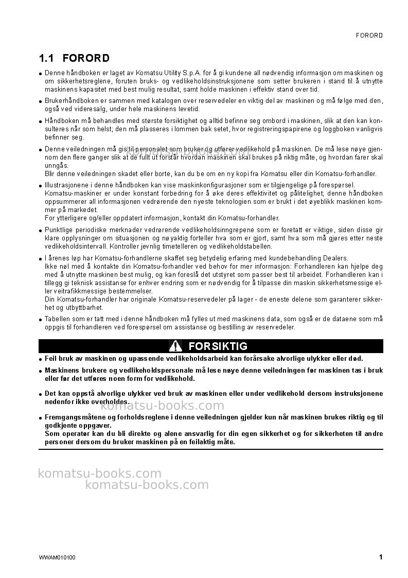 Komatsu pc78us-8jpn-for eu Operation manual cover Page 3