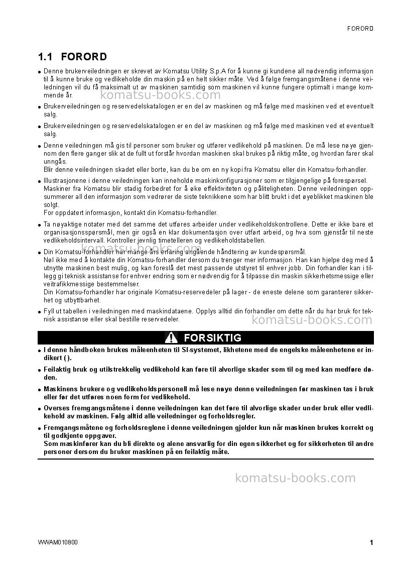 Komatsu sk1020-5ita-turbo Operation manual cover Page 3