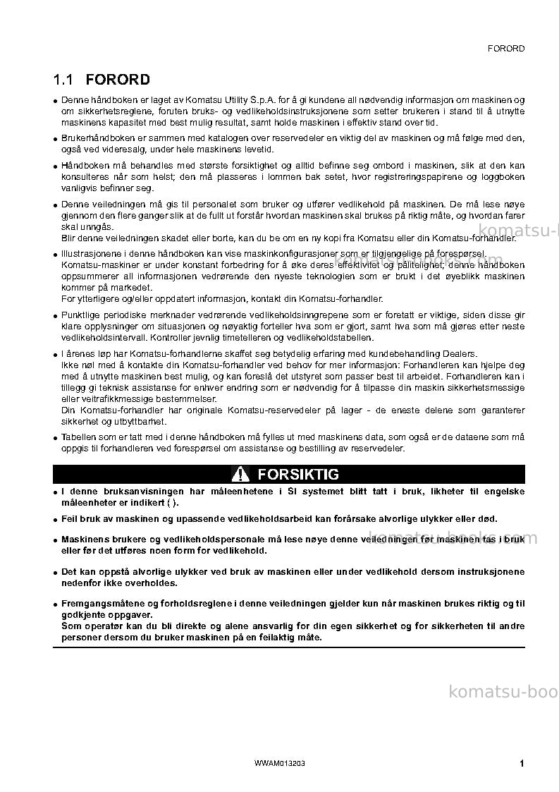 Komatsu pc78us-8jpn-for eu Operation manual cover Page 3
