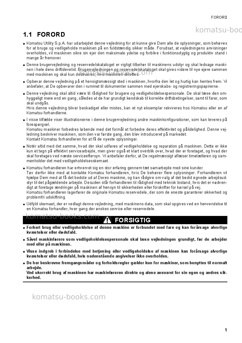 Komatsu sk1020-5ita-turbo Operation manual cover Page 3