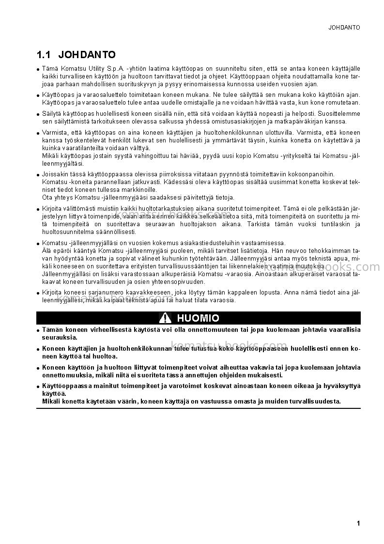 Komatsu sk1020-5ita Operation manual cover Page 3