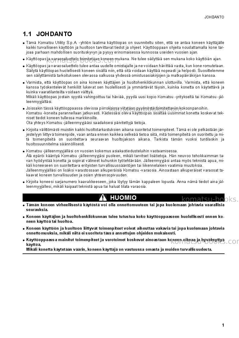 Komatsu ck20-1ita Operation manual cover Page 3 Komatsu ck20-1ita Operation manual cover Page 3