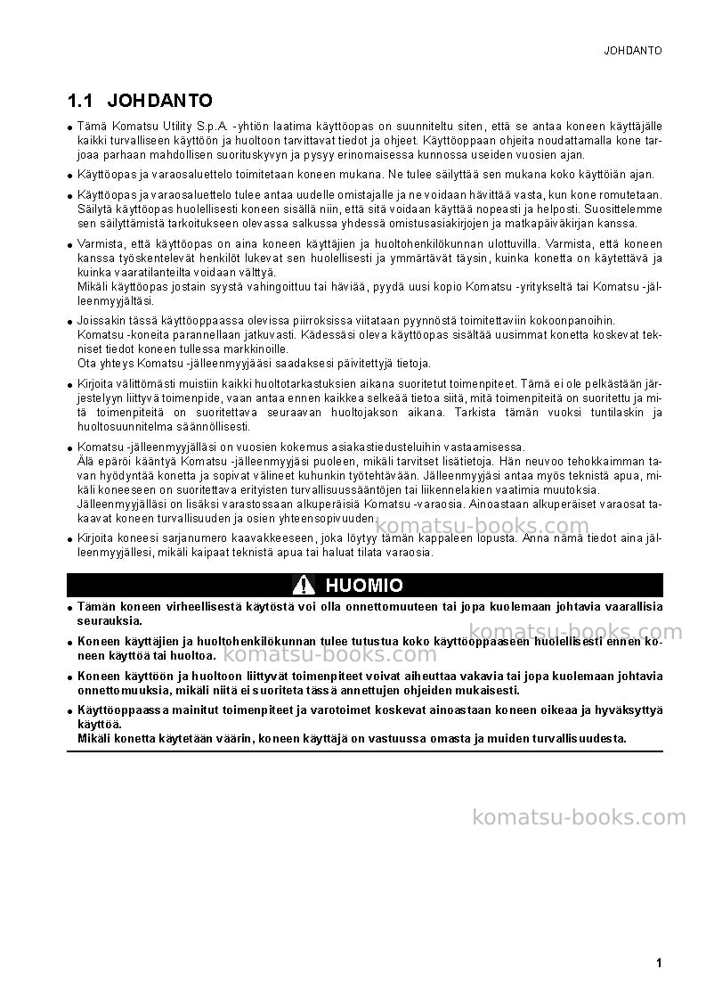 Komatsu ck25-1ita Operation manual cover Page 3 Komatsu ck25-1ita Operation manual cover Page 3
