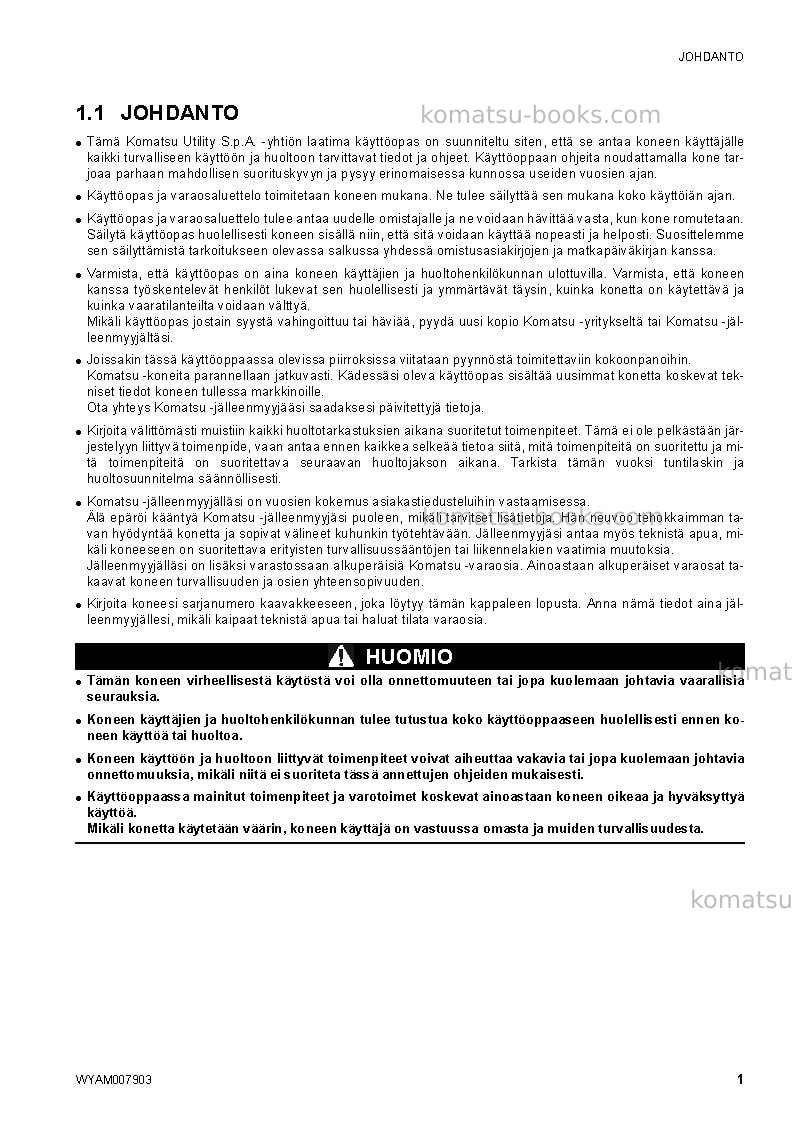 Komatsu ck25-1ita Operation manual cover Page 3 Komatsu ck25-1ita Operation manual cover Page 3
