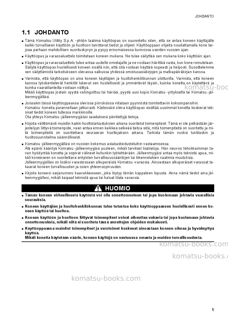 Komatsu ck35-1ita Operation manual cover Page 3 Komatsu ck35-1ita Operation manual cover Page 3