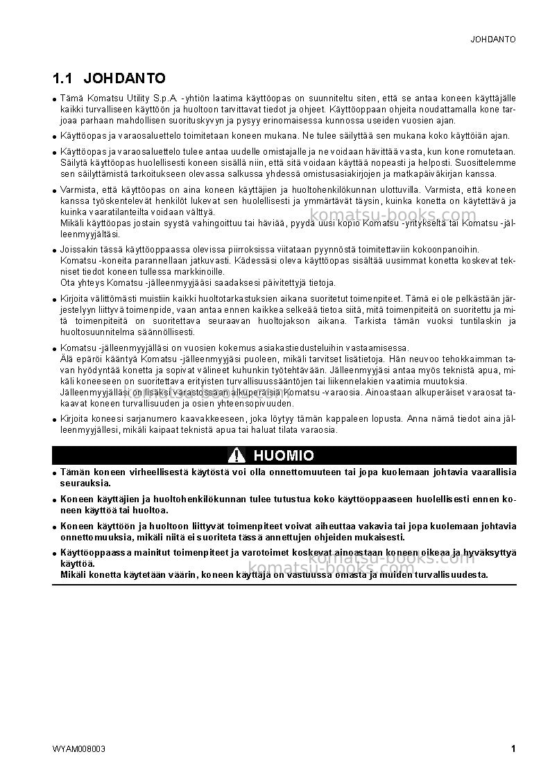 Komatsu ck35-1ita Operation manual cover Page 3 Komatsu ck35-1ita Operation manual cover Page 3