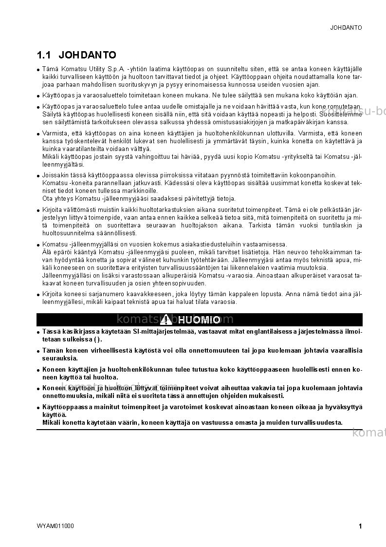 Komatsu ck20-1ita Operation manual cover Page 3 Komatsu ck20-1ita Operation manual cover Page 3