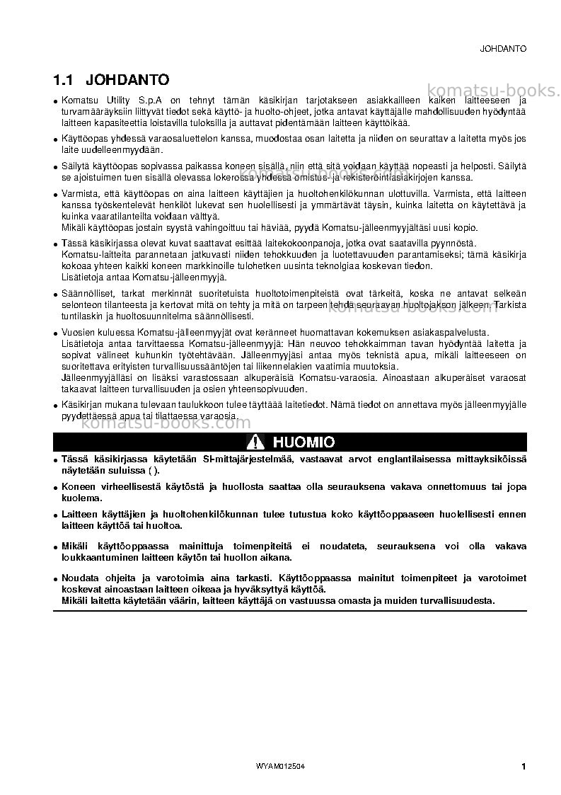 Komatsu pc26mr-3ita Operation manual cover Page 3 Komatsu pc26mr-3ita Operation manual cover Page 3