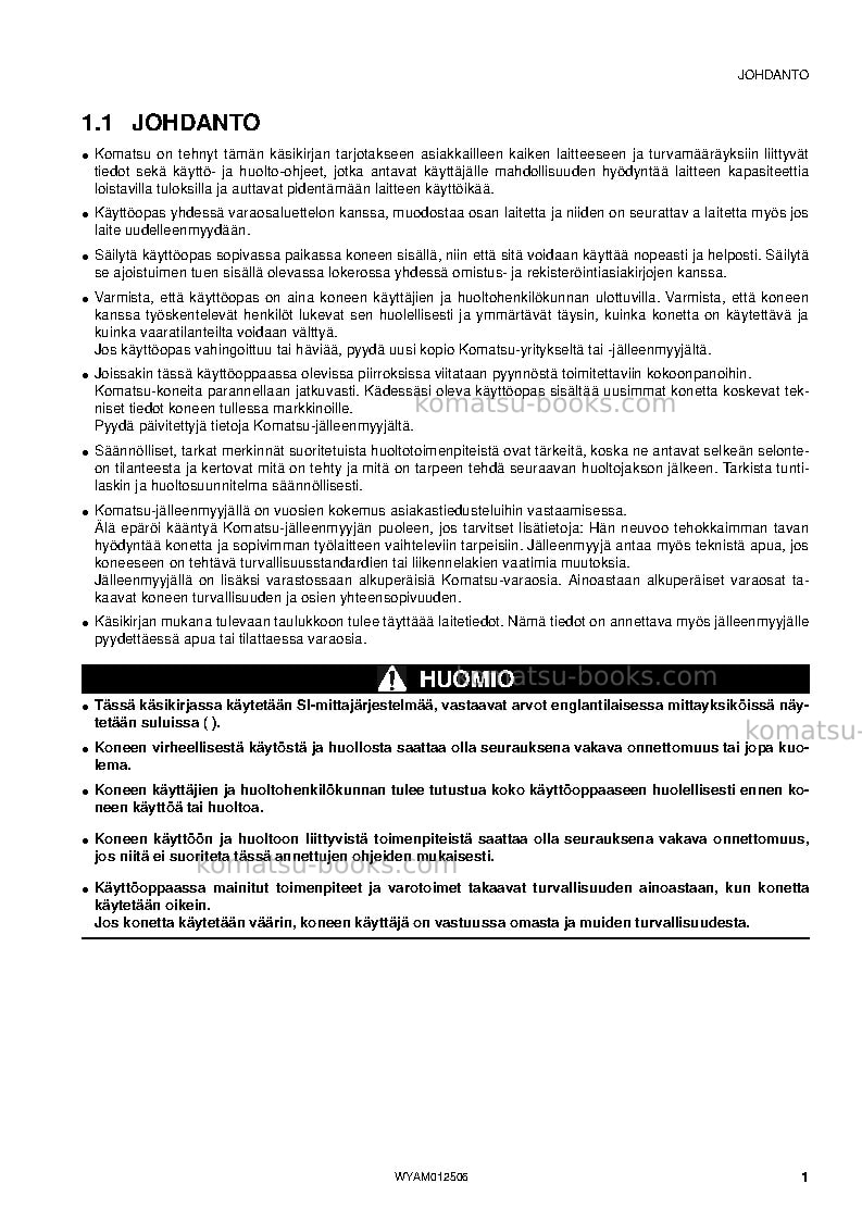 Komatsu pc26mr-3ita Operation manual cover Page 3