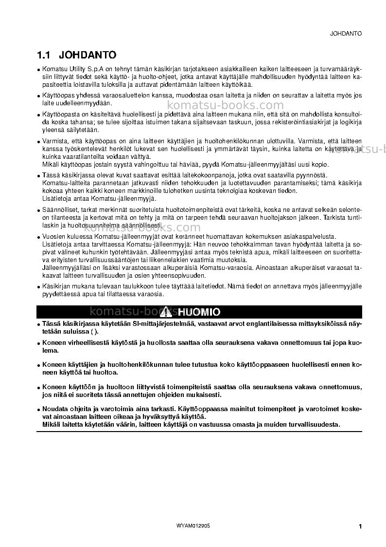 Komatsu pc80mr-3ita Operation manual cover Page 3