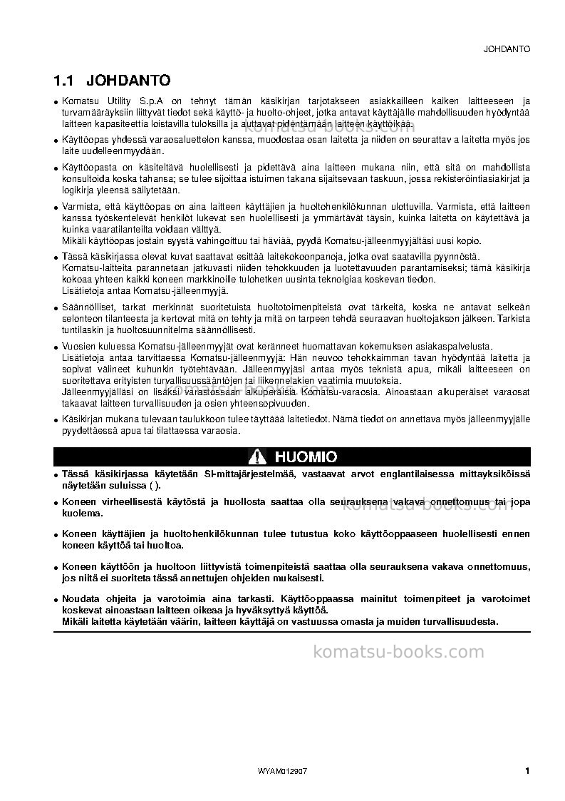 Komatsu pc80mr-3ita Operation manual cover Page 3