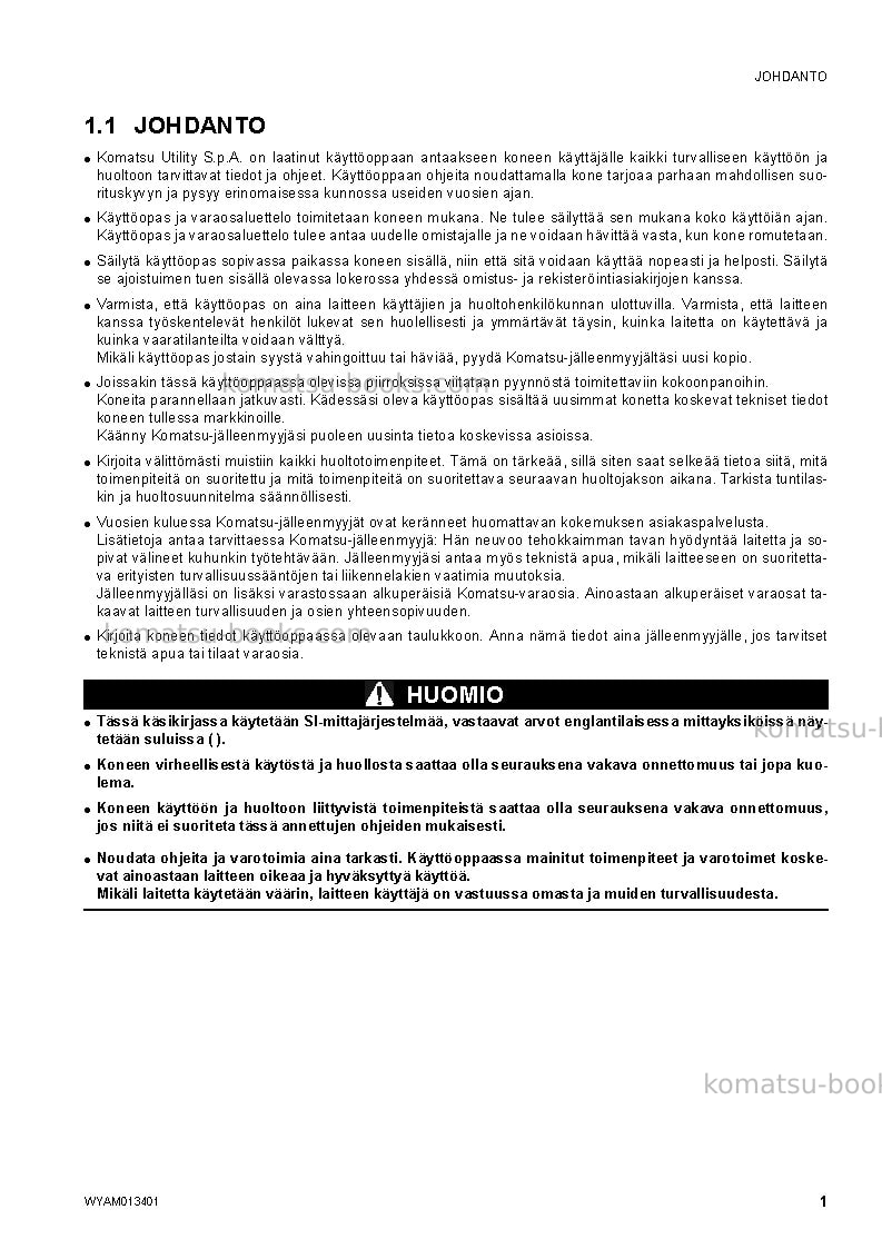 Komatsu pc20mr-2ita Operation manual cover Page 3 Komatsu pc20mr-2ita Operation manual cover Page 3