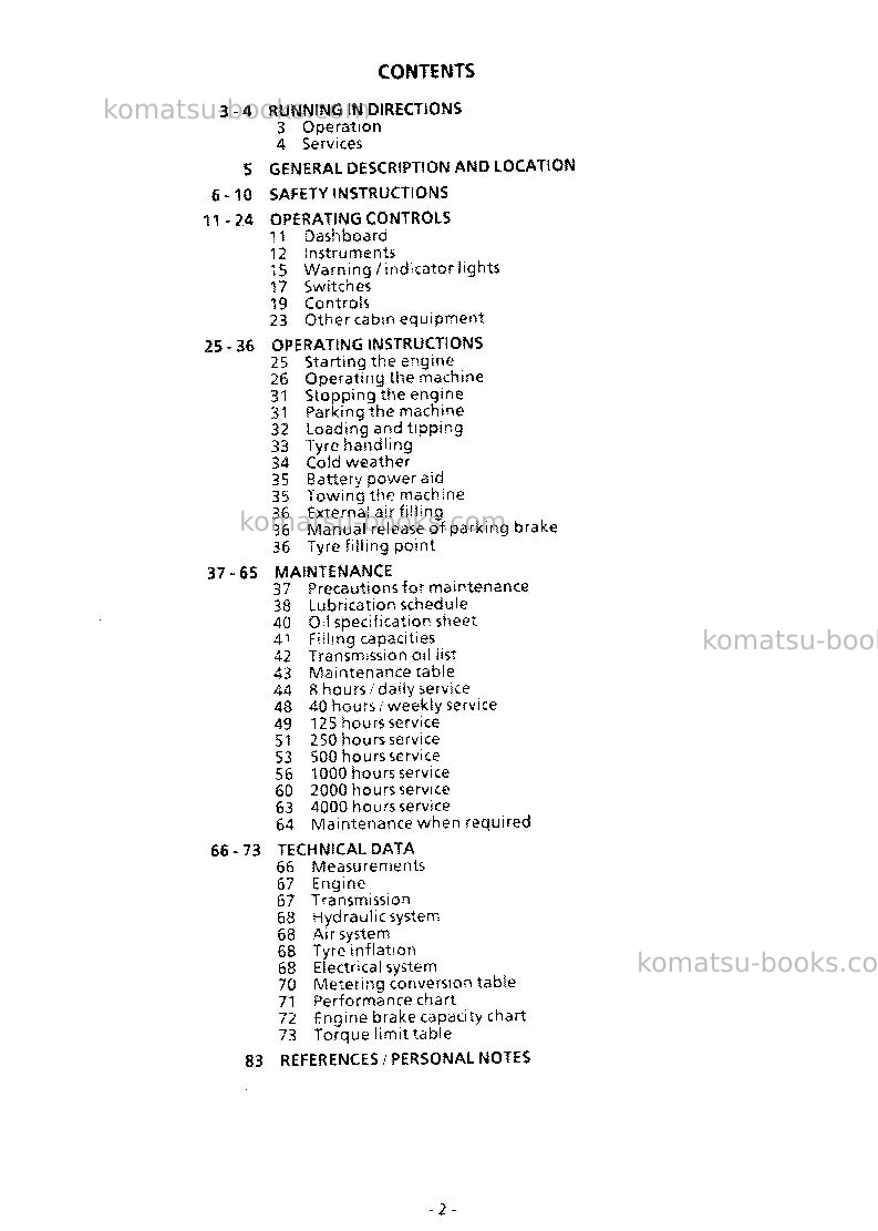 Komatsu ha270-3jpn Operation manual cover Page 3