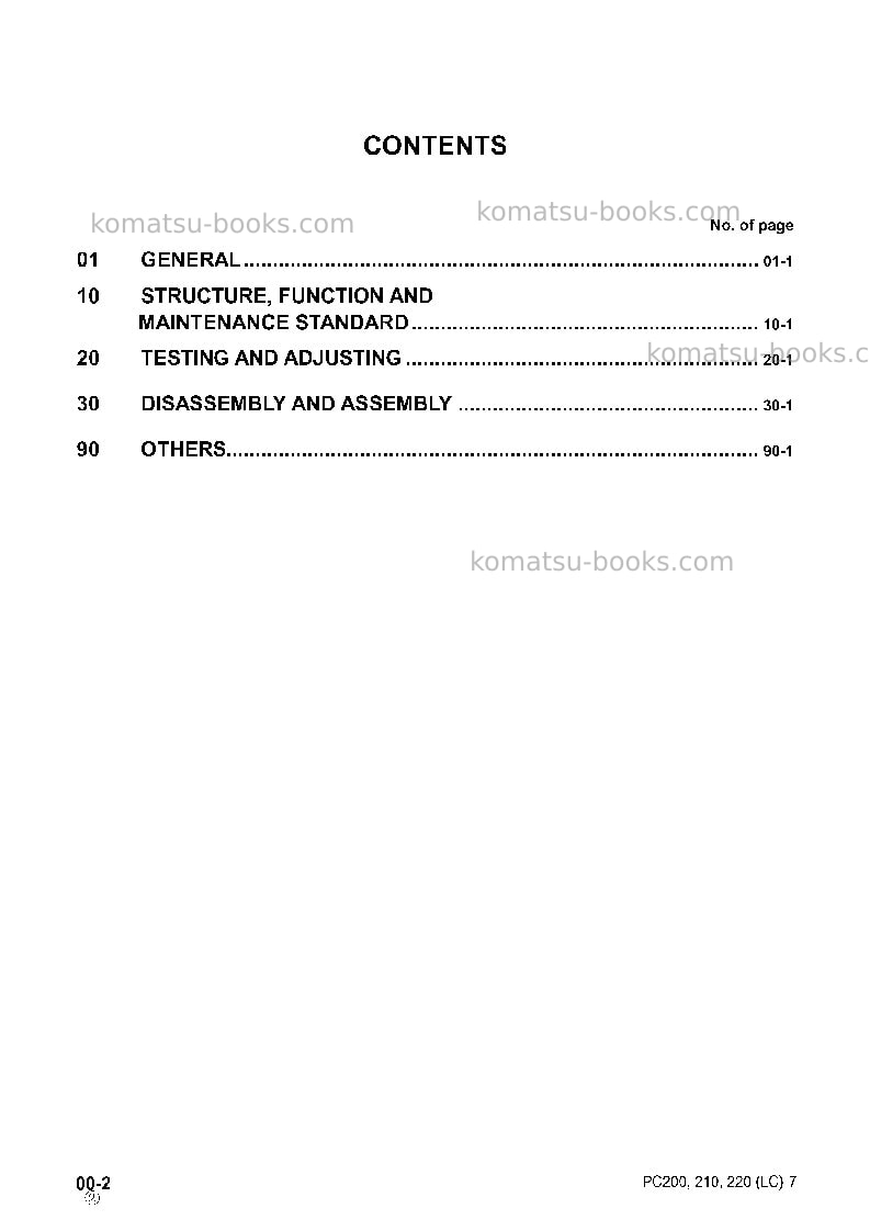 Komatsu pc200-7chn-multi-monitor Repair & maintenance cover Page 3
