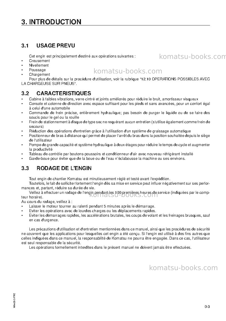 Komatsu wa420-3jpn Manuel d'utilisation couverture Page 3 Komatsu wa420-3jpn Manuel d'utilisation couverture Page 3