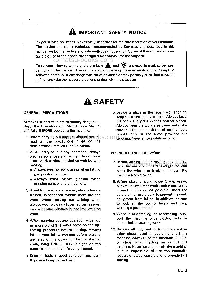 Komatsu wa420-1deu-h Repair & maintenance cover Page 3